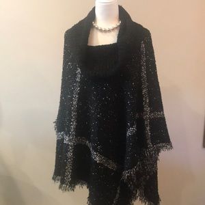 Black and white poncho